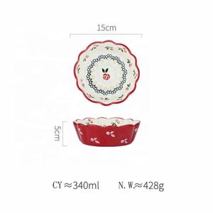 Bol en céramique cerise, bol à salade en porcelaine, bol à fruits, dessert, collation, plats <span class=keywords><strong>japonais</strong></span>, riz, nouilles, vaisselle, plat, fleur, outils de cuisine, pots - Product Image 1