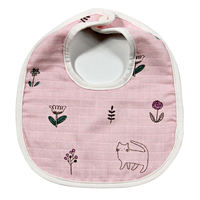 Bavoirs d'alimentation pour bébé en coton biologique, respirants, doux, imprimés de dessins animés, avec fermeture à bouton-pression réglable, vente en gros