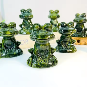 Wholesale Obsidian Green <strong>Jade</strong> Frog Animal Crystal Crafts Natural Healing <strong>Stones</strong> Carving for Home Decoration and Gifts - Product Image 3
