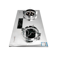 Table de cuisson à gaz commerciale à 2 brûleurs avec allumage électronique et surface en acier inoxydable, haute puissance, pour usage hôtelier