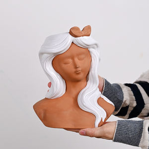 Fille <span class=keywords><strong>visage</strong></span> <span class=keywords><strong>Pot</strong></span> de fleur tête jardinière <span class=keywords><strong>Pot</strong></span> succulente <span class=keywords><strong>terre</strong></span> <span class=keywords><strong>cuite</strong></span> rouge et blanc Vases artificiels pour fleurs décoration de la maison - Product Image 5