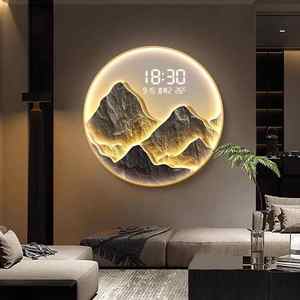 Reloj de Pared Decorativo Moderno para Restaurante, con Pantalla Digital LED Redonda de Porcelana de Cristal, Arte de Pared con Reloj Electrónico - Product Image 6
