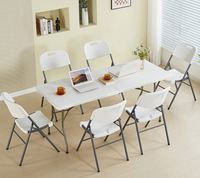 Table pliante légère et portable en HDPE, tabouret de conférence, table de repas extérieure, design moderne, blanc, pour la maison, l'hôtel et le parc