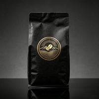 Sachet en papier kraft noir compostable imprimé sur mesure avec doublure PLA pour grains de café fraîchement torréfiés – Emballage alimentaire écologique