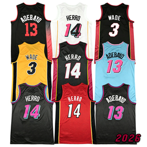 Maillot de basket rétro pour homme 2026, cousu, Bam Adebayo <span class=keywords><strong>Dwyane</strong></span> <span class=keywords><strong>Wade</strong></span> Tyler Herro, tailles S-2XL - Product Image 1