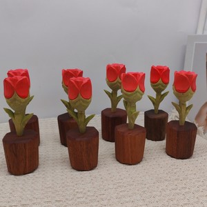 Decoración Rústica de Madera de Tilo, Rosa de Madera Maciza, Adorno de Escritorio para el Día de San Valentín, Festival Qixi, Día del Maestro, Regalo de Cumpleaños para Ella - Product Image 2