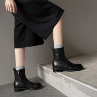 Sepatu Boots Wanita Formal Vintage Bernapas, Model Booties Kulit Sapi dengan Ritsleting Samping, Grosir dan Dapat Dipesan Sesuai Keinginan