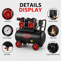 Compresseur d'air silencieux sans huile, portable, à piston, alimentation CA, 50L, 100L, 180L, 8 bars, pour gonflage de pneus, peinture au pistolet, atelier
