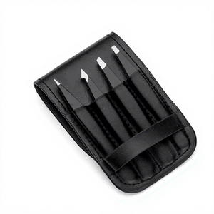 Pinzas Profesionales de Alta Precisión para Extensión de Pestañas, de Acero Inoxidable con Punta Suave, Estuche de Cuero Negro con Logotipo Personalizado, Salón de Belleza - Product Image 1