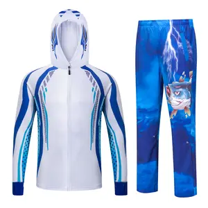 Calça de pesca de peixe de manga longa com logotipo personalizado para uso ao ar livre, camisa de secagem rápida, roupa de inverno com desenho de camisas de pesca por sublimação