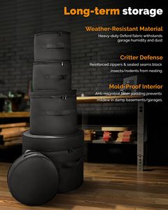 Muestra Gratuita: Juego de Fundas Acolchadas para Batería, Fundas Protectoras Ligeras para Bombo, Toms y Caja, Transporte para Músicos, Almacenamiento a Largo Plazo - Product Image 4