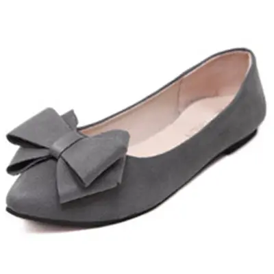 HLS143 fashion suede ladies pointed toe flat shoes ladies flat dress shoes with bow
