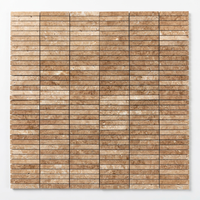 Mosaïque de marbre cannelé en travertin Noce, motif Kit Kat, pour revêtement mural intérieur d'hôtel moderne, crédence de cuisine, design graphique, 10 mm