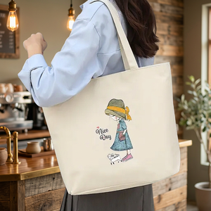 Cotton Canvas Womens Printed Messenger Tote Bag with Long Shoulder Straps Casual Shopping <b>Handbag</b> for Travel Daily Use - Product Image 1
