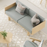 Canapé 2 places en hêtre européen, design moderne, pour salon d'appartement, modèle B2B Boori
