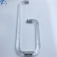 Poignées de porte en acier inoxydable de luxe en gros, type tube en cristal, porte en verre, Austin, nouvelles poignées de porte en forme de L transparentes argentées
