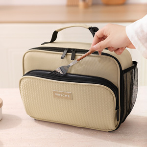 Frische Insulated Lunch Bag Khaki Large Capacity For Outdoor Picnics Commuting - Product Image 1