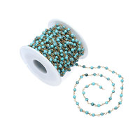 Collier en perles turquoises naturelles, mm, fait à la main, chaîne, chapelet