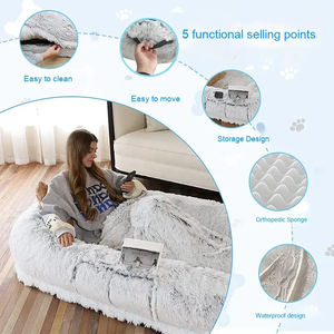 Gray Plush <b>Pet</b> Bed Round Dog <b>Sofa</b> Bed Soft Washable Sleeping Nest for Cats and Dogs - Product Image 5