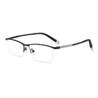 Gafas de Titanio Puro de Alta Calidad con Media Montura para Hombre, Nuevas Gafas Profesionales Ópticas de Negocios Ultraligeras con Diseño de Patchwork