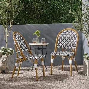 Chaise de salle à manger en rotin de style américain, nouvelle conception, en <span class=keywords><strong>aluminium</strong></span>, pour <span class=keywords><strong>cuisine</strong></span>, restaurant, bar, jardin, dîner en plein air - Product Image 6