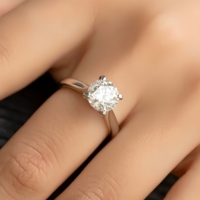 Bague de fiançailles en argent avec diamant de laboratoire rond brillant de 1 carat, certifié IGI