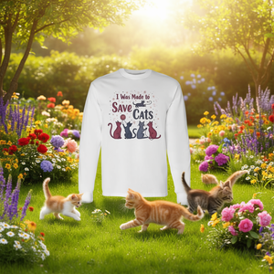 Camiseta de manga larga I Was Made To Save Cats, para amantes de los gatos, defensores de la rescate de mascotas - Product Image 3