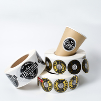 Etiqueta Adhesiva Redonda Personalizada Impermeable con Impresión de Logotipo Brillante para Vasos de Plástico y Papel