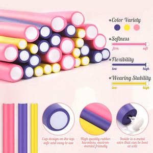 ขายตรงจากโรงงาน แกนม้วนผมแบบไม่ใช้ความร้อน ขนาด 24 ซม. อุปกรณ์ทำผม DIY แกนม้วนผมแบบยืดหยุ่น ทำจากฟองน้ำและยาง สำหรับใช้ในบ้าน - Product Image 3