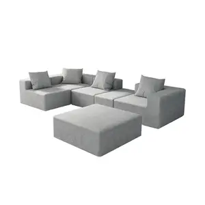 工厂定制高密度泡沫耐用模块化可压缩客厅卧室多功能天鹅绒外套沙发