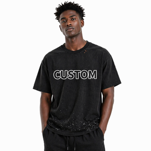 Camiseta Gráfica <span class=keywords><strong>de</strong></span> Estética Oscura con Manchas <span class=keywords><strong>de</strong></span> Pintura y Dobladillo Desgastado, Unisex, Personalizada, Oversize, para Skateboarding y Festivales <span class=keywords><strong>de</strong></span> Música - Product Image 3