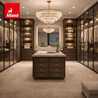 Armoire de luxe moderne en verre et bois avec éclairage LED en forme de U, ensemble complet sur mesure pour dressing Alland Factory
