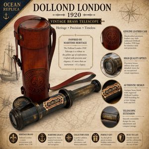 Télescope Nautique Vintage ALFA NAUTICAL Dollond London en Laiton, Longueur focale 500 mm, Grossissement 3,9x, Décoration Nautique pour la Navigation Maritime - Product Image 2