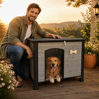 [En stock] Prix de gros - Cage pour animaux de compagnie en bois massif, respirante et résistante aux intempéries, pour l'intérieur et l'extérieur, avec toit