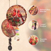 Attrape-soleil en verre coloré avec pendentif en cristal étincelant, personnalisable, décoration de fenêtre arc-en-ciel Art Déco moderne, oiseaux, marque HZS
