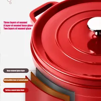 Casserole en fonte de 9,5 pouces avec couvercle en émail antiadhésif, pot à soupe, batterie de cuisine, four hollandais pour cuisinière à gaz, cuisinière à induction