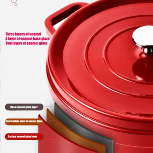 Olla de <span class=keywords><strong>Hierro</strong></span> <span class=keywords><strong>Fundido</strong></span> de 9.5 Pulgadas con Tapa Esmaltada Antiadherente, Olla para Sopa, Utensilios de Cocina, Horno Holandés para Cocina de Gas e Inducción - Product Image 6