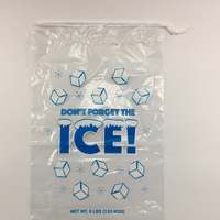 Sac à glaçons jetable en plastique PE-BD de grande capacité avec cordon de serrage de 8/10/20 LB réutilisable avec logo imprimé personnalisé