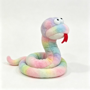 Peluche de serpiente arcoíris personalizado, peluche de serpiente en colores pastel, peluche de serpiente enrollada con efecto tie-dye, peluche de reptil, lindo peluche con ojos saltones - Product Image 5