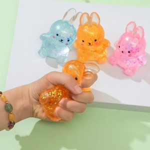 Jouet Squishy Lapin Coloré Scintillant en Cristal de 10,5 cm, Rempli de Maltose, à Remontée Lente, Esthétique Tendance, Anti-Stress - Product Image 1