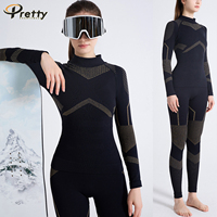Ensemble de ski 2 pièces pour femme, ensemble thermique basique, vêtements de sport de ski respirants, combinaison chaude ajustée, vêtements de sport pour femme, combinaison de ski