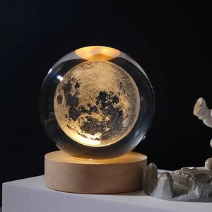 Venta al por mayor fondo de madera cristal <span class=keywords><strong>planeta</strong></span> luces 3D Galaxi Luna luces de noche para regalos de vacaciones o <span class=keywords><strong>el</strong></span> hogar - Product Image 1