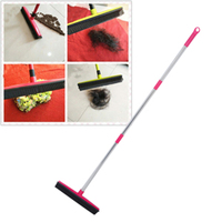 Balai en caoutchouc à poils souples avec raclette et manche télescopique pour les poils d'animaux brosse propre et balai à poils de tapis avec manche