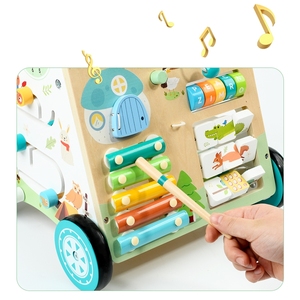 <span class=keywords><strong>Carrito</strong></span> de Empuje de Madera con Centro de Actividades como Clasificador de Formas, Giradores y Pista de Cuentas, Andador de Actividades - Product Image 3
