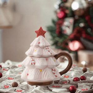 Vente en gros de tasses créatives pour enfants - Tasse en céramique en forme d'arbre de Noël, tasse mignonne pour filles pour la Saint-Valentin, type tasse à lait - Product Image 2