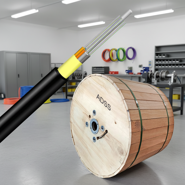 ADSS 6-144 Core Single Mode G652D OS2 Nonmetal FPR Optical Fiber Cable Outdoor 100M Span Customized Aerial FTTH 100M Span