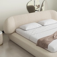 Lit double Zayshine de luxe moderne nordique en lin blanc, grand format, pour chambre principale, 1,5-1,8 mètres, modulaire, design villa, lit double moelleux