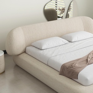 Zayshine Nordic Luxo Moderno Tamanho Grande Branco Linho Quarto Principal Cama 1.5 1.8 Metros Modular Villa Designer Duplo Macio Cama - Product Image 4