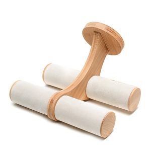 Wholesale Custom Bracelet <strong>Holder</strong> Display T bar Jewelry Bangle Velvet Bracelet Display Hairband Wooden Display Stand - Product Image 6