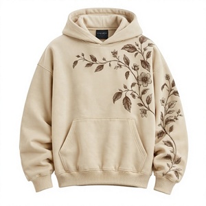Sweat-shirt d'hiver pour homme, beige, brodé, en molleton de coton premium, respirant, streetwear, logo personnalisé, vente en gros - Product Image 1